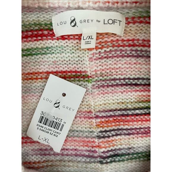 NWT Lou & Grey for Loft Spacedye Seamed Poncho Sweater Striped Large/XL - Picture 7 of 7